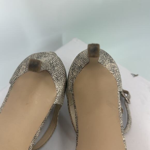 Nine West Cream Heels with Pointed Toe and Ankle Strap T Strap Snake Print 8 - Picture 11 of 13